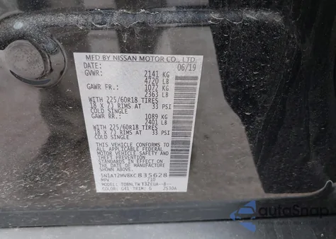 2019 Nissan Rogue Sv from USA, damaged, VIN 5N1AT2MV8KC835628